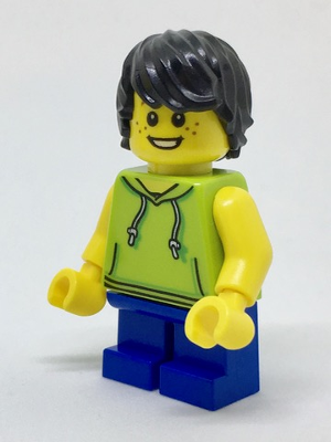 LEGO Minifigure-Beachgoer - Boy, Lime Hoodie and Blue Legs-Town / City-cty771-Creative Brick Builders